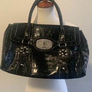 U.S. Polo Assn. Black Croc-Embossed Women's Bag